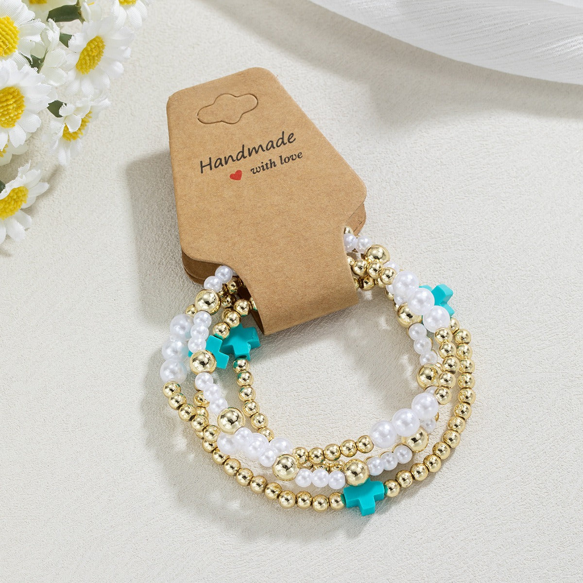 Fashion Cross Seed Bead Handmade Kraft Paper Bracelet