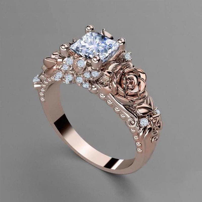 Creative Zircon-Inlaid Petal Ring For Women