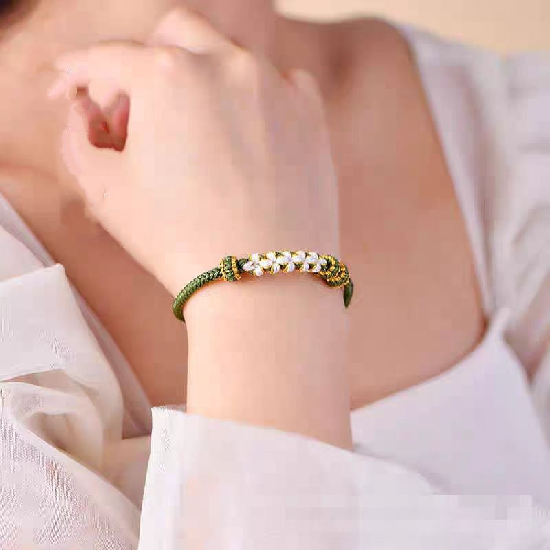 Snake Year Peach Blossom Knot Bracelet For Women Handwoven Wristband