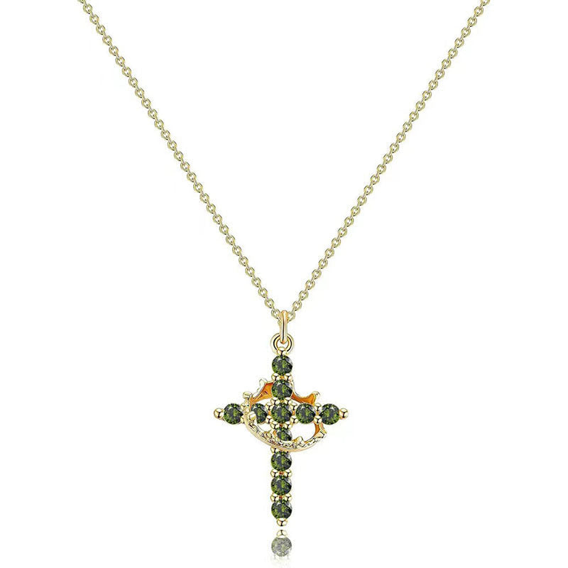 18K Real Gold Plated Copper Cross Necklace With Zircon  Stylish And Minimalist Design