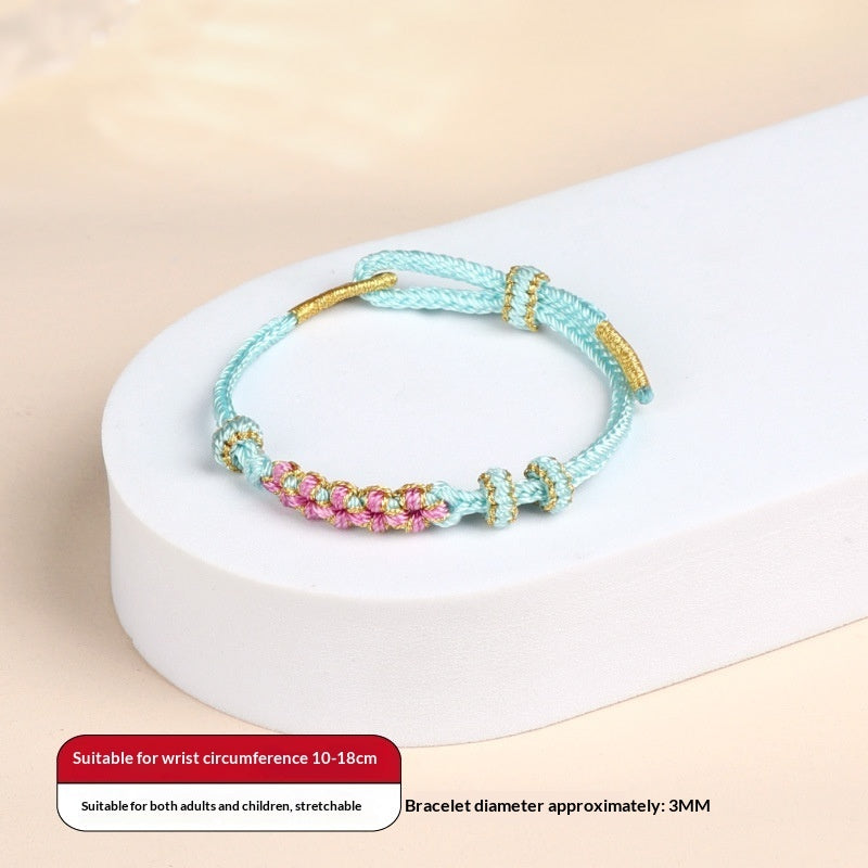 Snake Year Peach Blossom Knot Bracelet For Women Handwoven Wristband