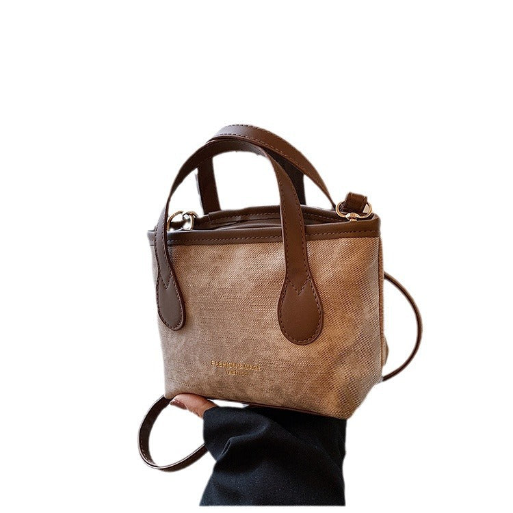 Retro Shoulder Bag Large Capacity Portable Bucket Bag