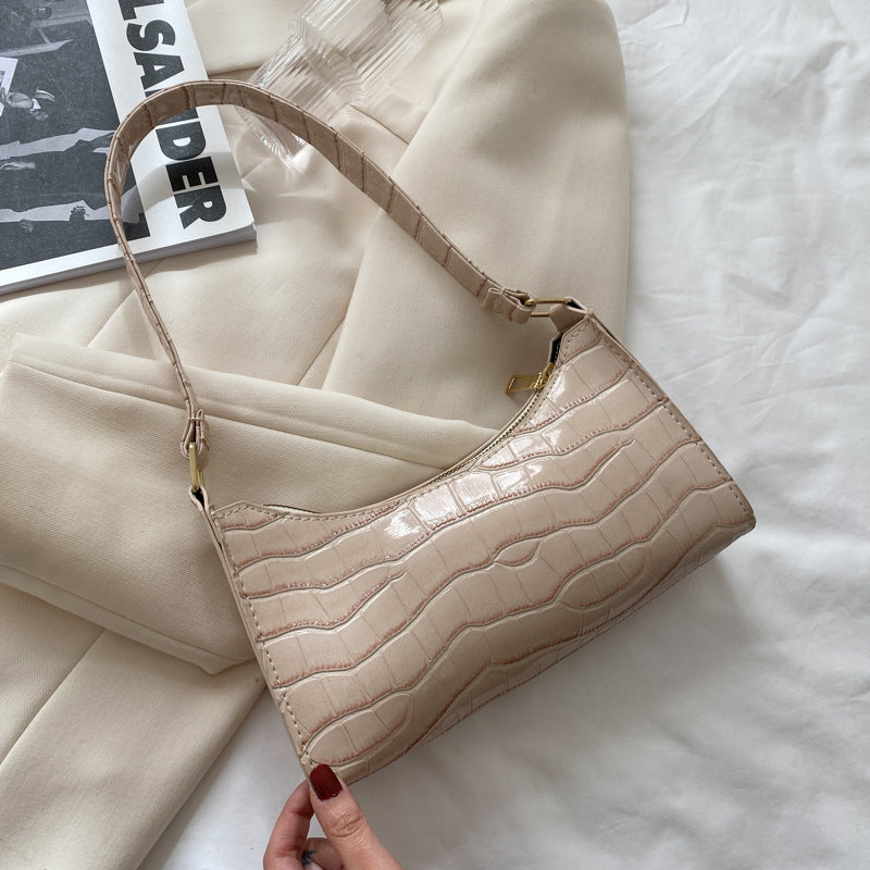 Embossed Underarm Stone Pattern Candy Color Shoulder Bag
