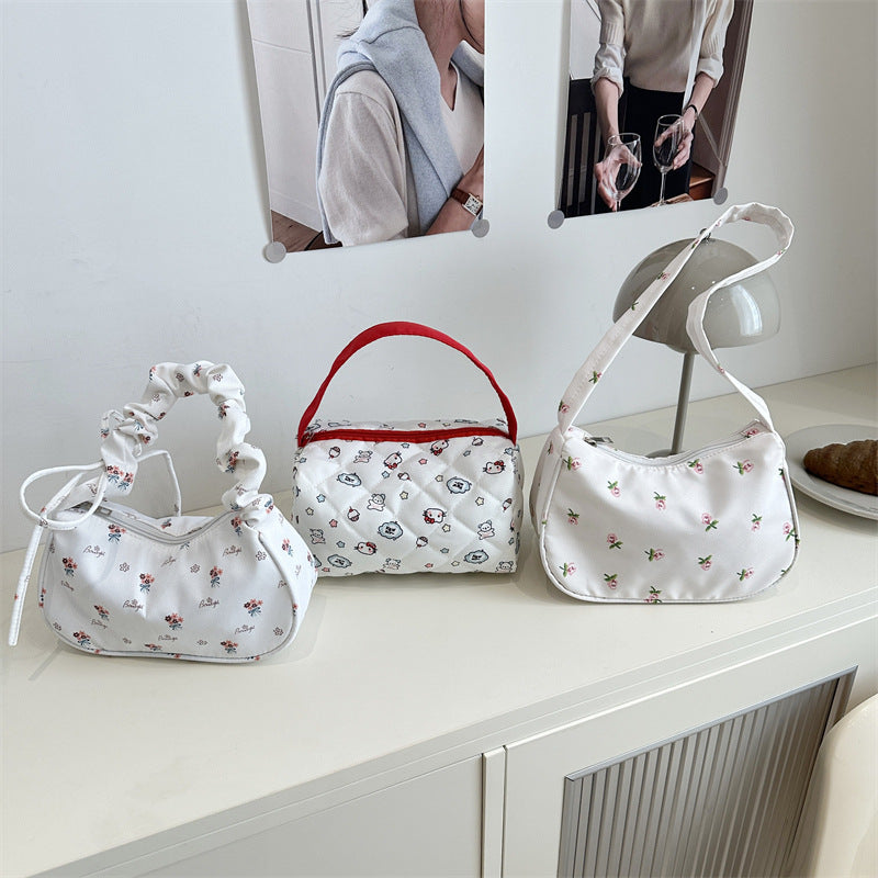 Fresh Floral Canvas Women's Street Underarm Shoulder Bag