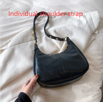 Underarm Bag Oil Wax Leather Trendy Texture One-shoulder Crossboby Bag Women's Bag