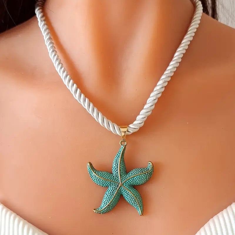 Retro Starfish Pendant Necklacestylish For Everyday Casual Wear