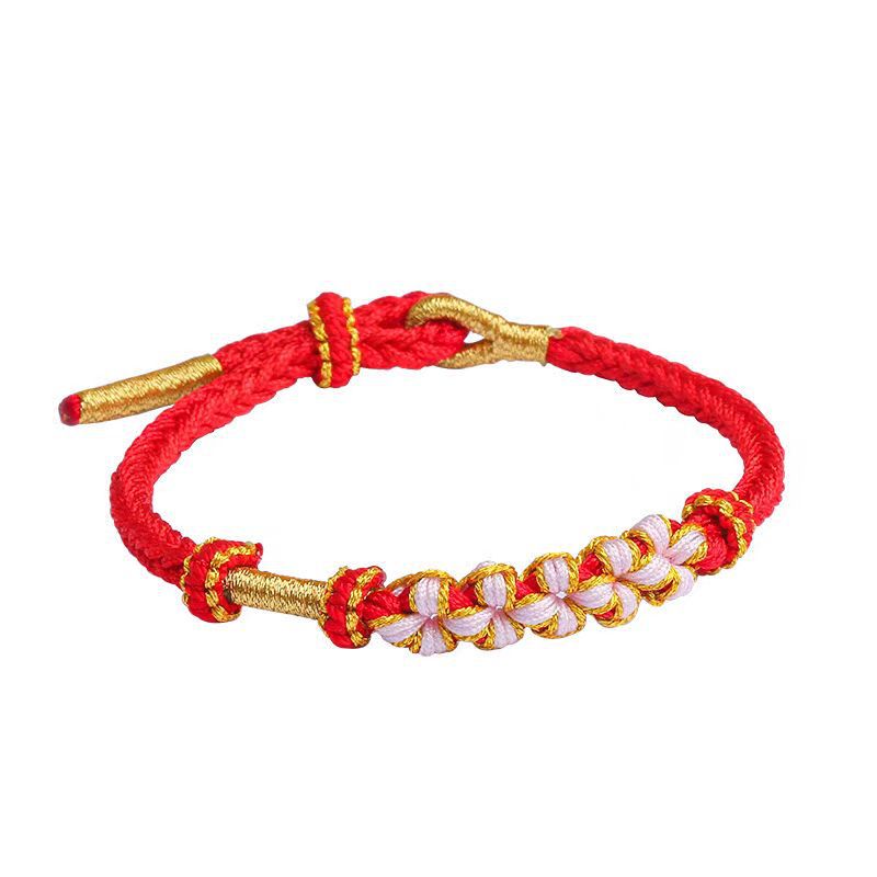 Snake Year Peach Blossom Knot Bracelet For Women Handwoven Wristband