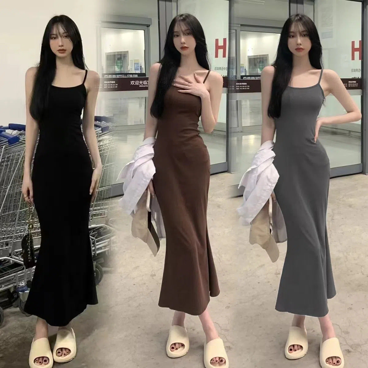Sleeveless Waist-cinching Backless Slip Dress For Women