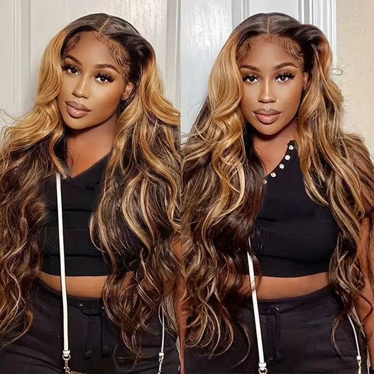 Piano Color Wig Front Lace Big Wave Curly Wig