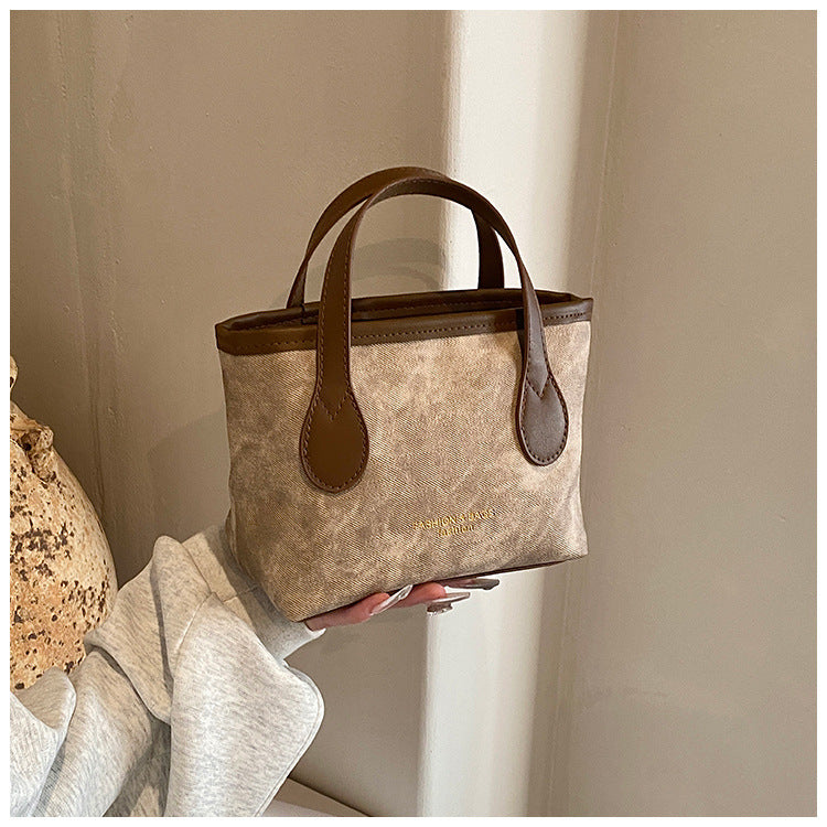 Retro Shoulder Bag Large Capacity Portable Bucket Bag